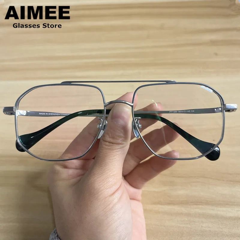 Aimee Unisex Full Rim Square Double Bridge Titanium Eyeglasses 691350