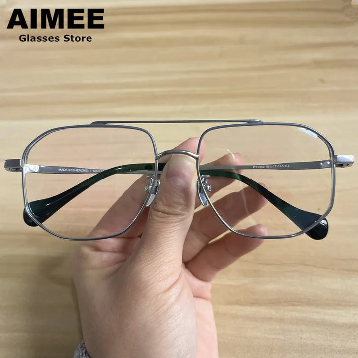 Aimee Unisex Full Rim Square Double Bridge Titanium Eyeglasses 691350