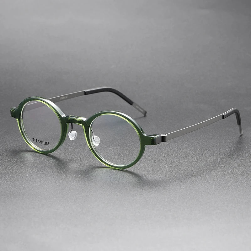 Aimee Women's Full Rim Round Titanium Acetate Screwless Eyeglasses18101