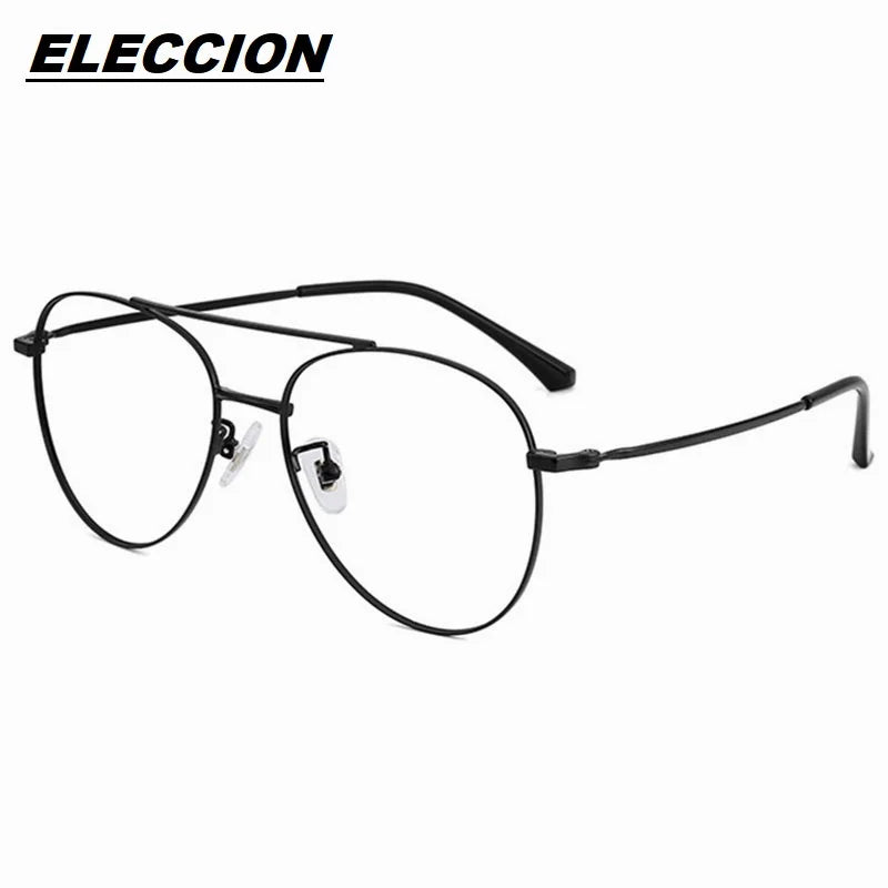 Eleccion Unisex Full Rim Oval Double Bridge Titanium Eyeglasses 95121 Full Rim Eleccion