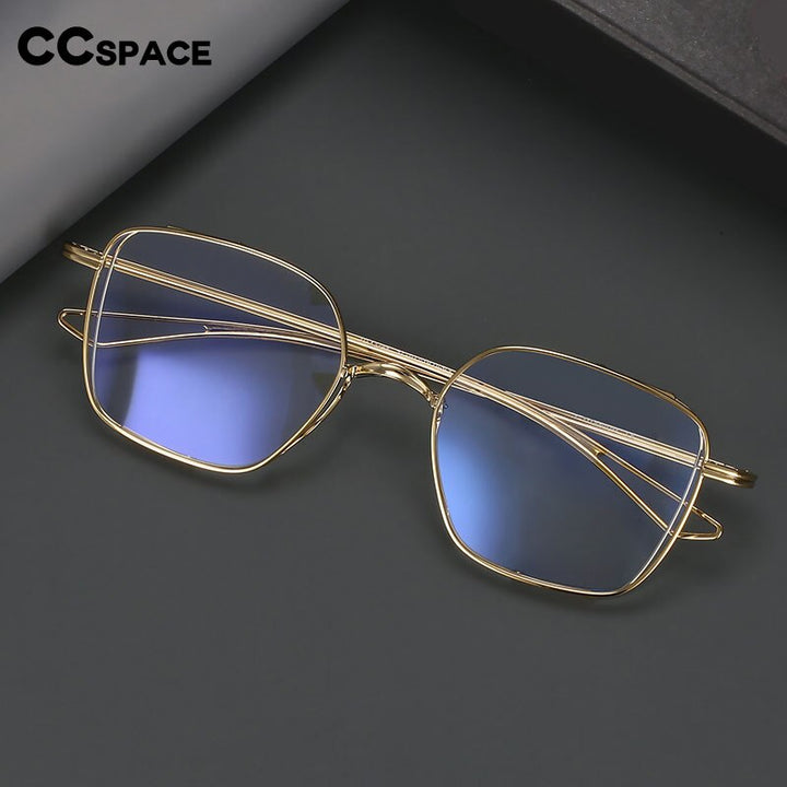 CCSpace Unisex Full Rim Square Hand Crafted Titanium Eyeglasses 55921 Full Rim CCspace   