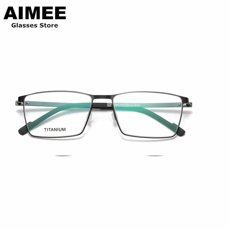 Aimee Unisex Full Rim Square Screwless Titanium Eyeglasses 8005 Full Rim Aimee   