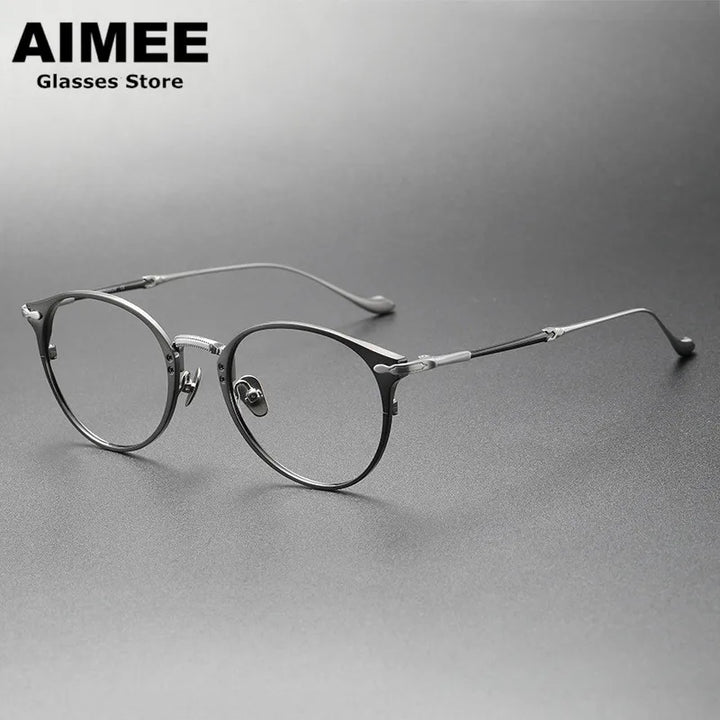 Aimee Unisex Full Rim Oval Round Titanium Eyeglasses 3112 Full Rim Aimee Gun-Silver  