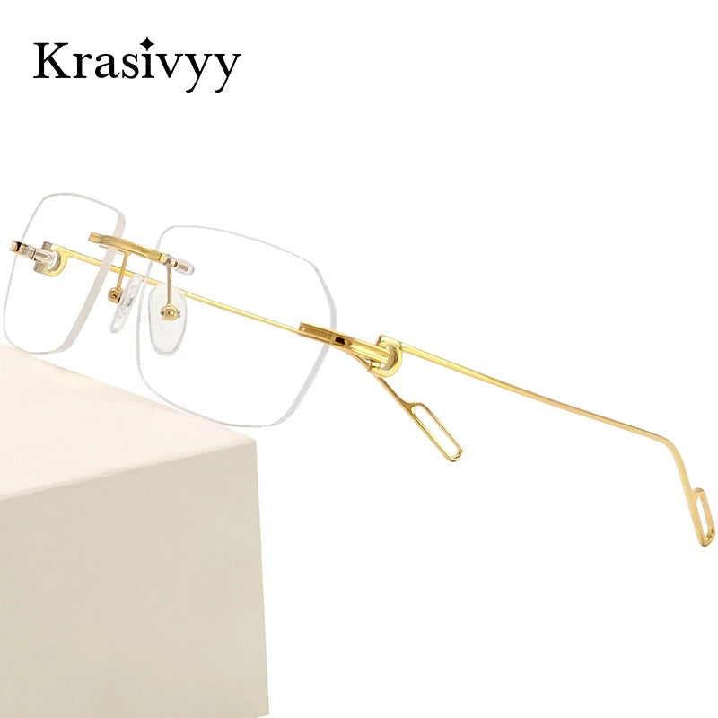 Krasivyy Unisex Rimless Polygon Square Titanium Eyeglasses 1620 Rimless Krasivyy   