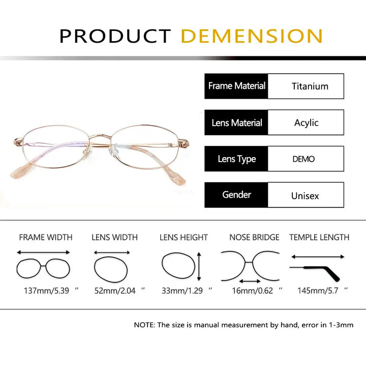 Esnbie 950020 Womens Full Rim Oval Square Titanium Frames — view 2 | Esnbie at FuzWeb