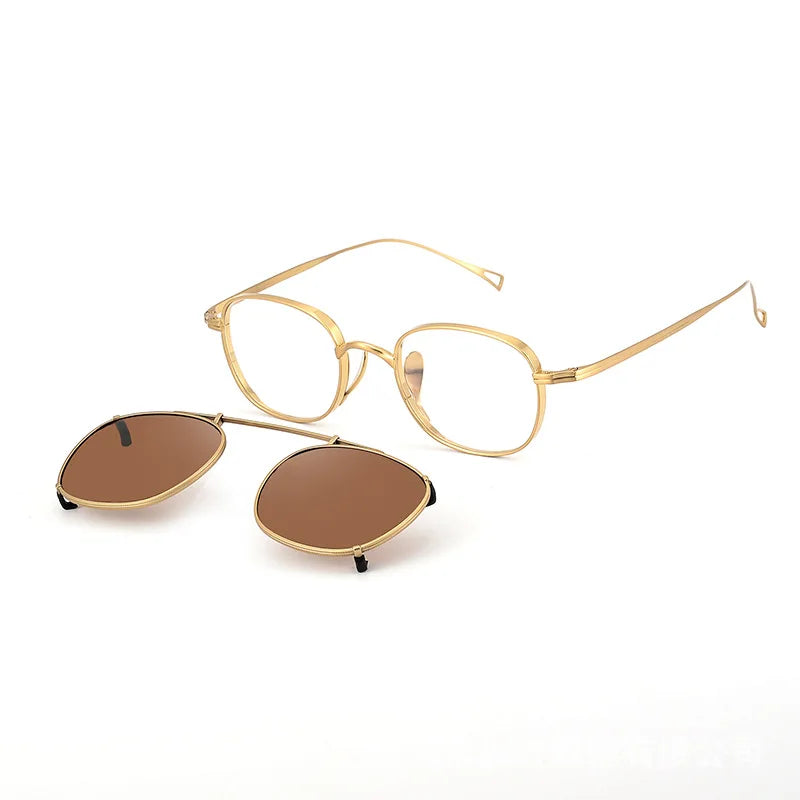 Black Mask Women's Full Rim Square Titanium Eyeglasses Clip On Sunglasses 910517