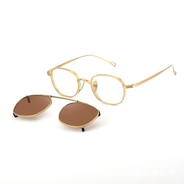 Black Mask Women's Full Rim Square Titanium Eyeglasses Clip On Sunglasses 910517