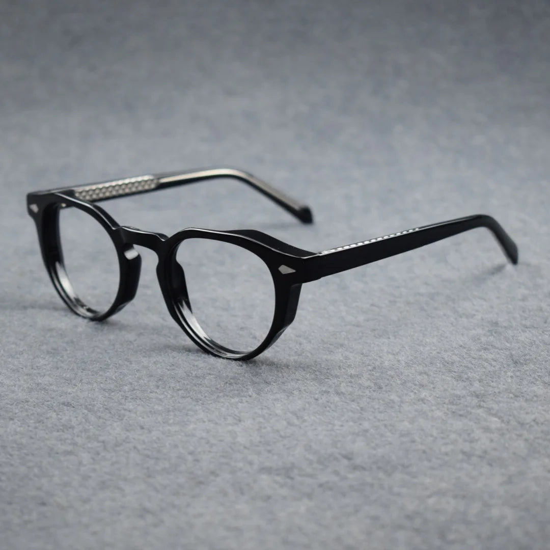 Hewei Unisex Full Rim Flat Top Oval Acetate Eyeglasses 295143