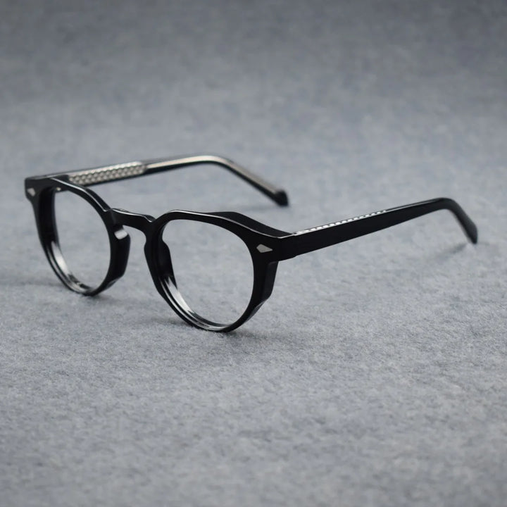 Hewei Unisex Full Rim Flat Top Oval Acetate Eyeglasses 295143