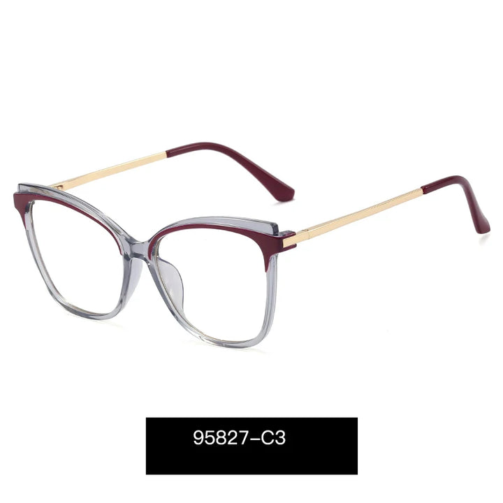 Handoer Women's Full Rim Square Cat Eye Try 90 Alloy Eyeglasses 95827