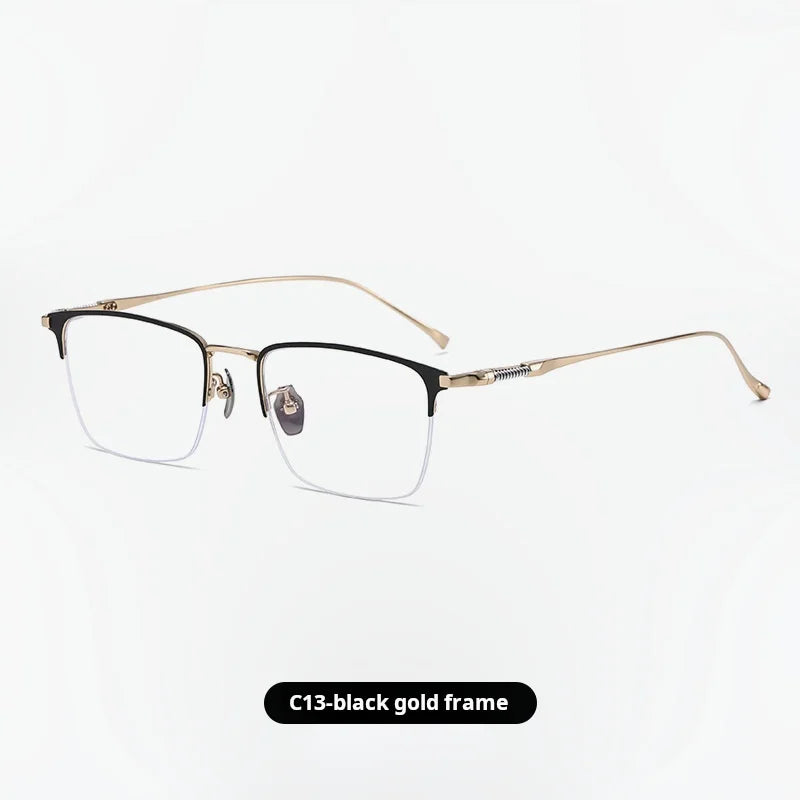 Momoja Unisex Semi Rim Big Brow Line Square Titanium Eyeglasses 729011