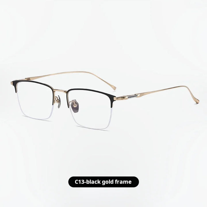 Momoja Unisex Semi Rim Big Brow Line Square Titanium Eyeglasses 729011