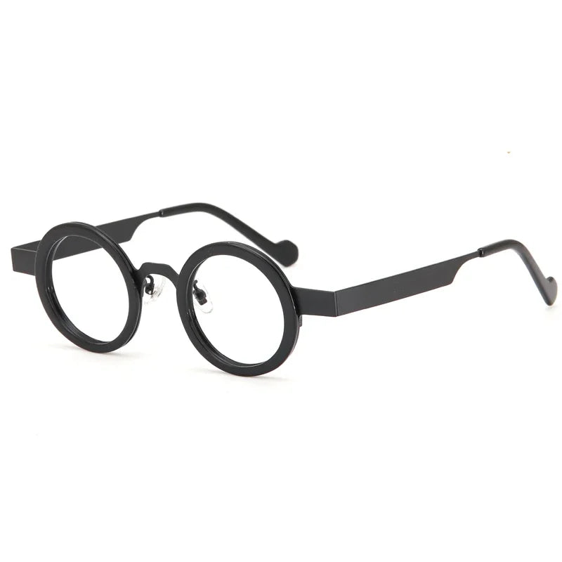 Aror Unisex Full Rim Round Alloy Acetate Eyeglasses 14118 Full Rim Aror C1