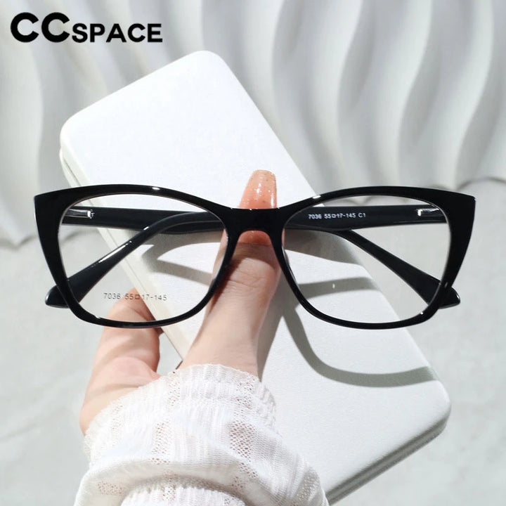 CCspace Women's Full Rim Square Cat Eye Tr 90 Titanium Eyeglasses 7036 Full Rim CCspace   