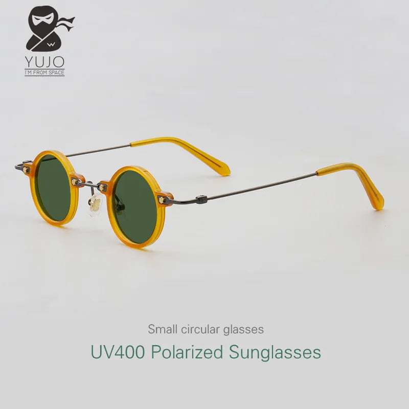 Yujo Unisex Small Round Acetate Alloy UV400 Polarized Sunglasses Sunglasses Yujo   
