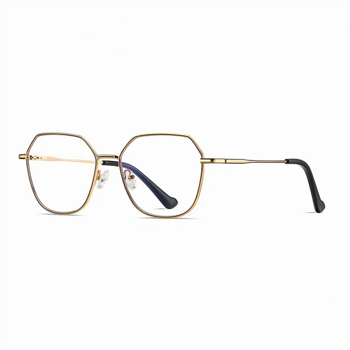 Ralferty Women's Full Rim Flat Top Polygon Alloy Eyeglasses 33040