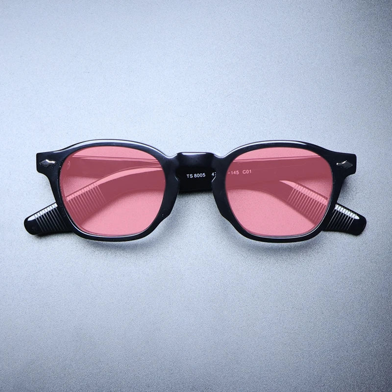 Gatenac Unisex Full Rim Square Acetate Polarized Sunglasses M009 Sunglasses Gatenac Black Pink  