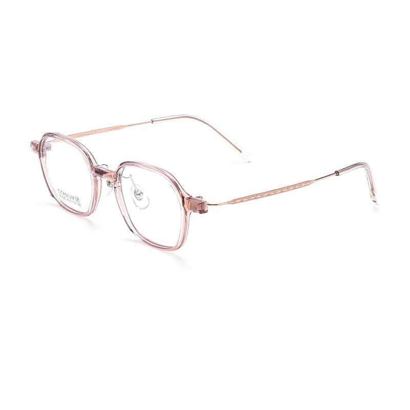 Yimaruili Unisex Full Rim Polygon Tr 90 Titanium Eyeglasses  Y16105 Full Rim Yimaruili Eyeglasses Pink Rose Gold  