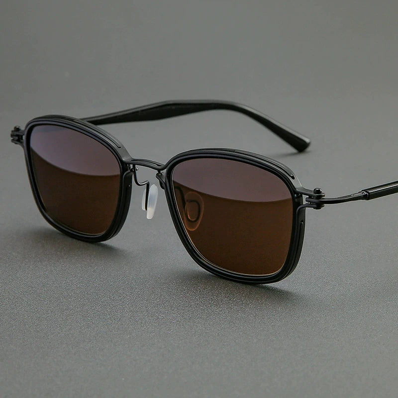 Black Mask Unisex Full Rim Square Titanium Acetate Sunglasses 19546