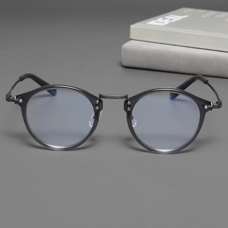 Black Mask Unisex Full Rim Round Titanium Eyeglasses BM-B805