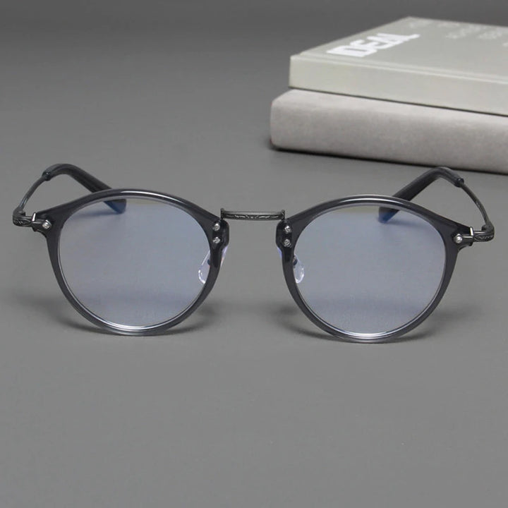 Black Mask Unisex Full Rim Round Titanium Eyeglasses BM-B805