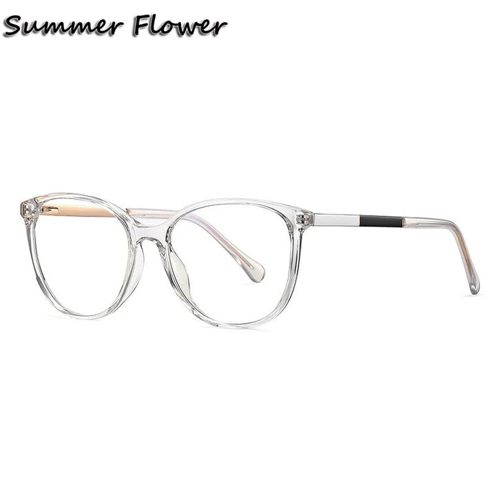 Summer Flower Women's Full Rim Round Tr 90 Titanium Eyeglasses 205644