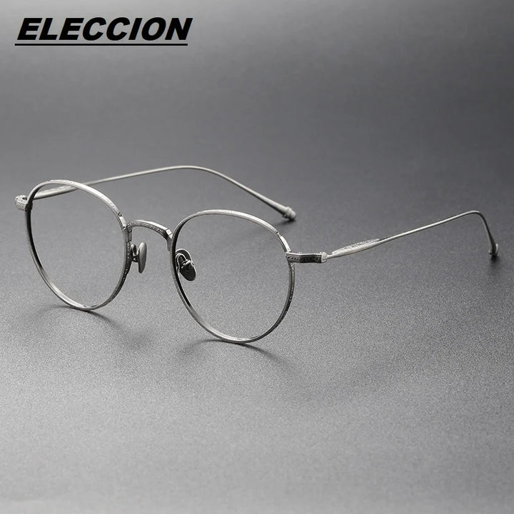 Eleccion Women's Full Rim Oval Round Titanium Eyeglasses 44308 Full Rim Eleccion Gray CHINA