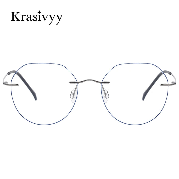 Krasivyy Unisex Rimless Flat Top Oval Titanium Eyeglasses 41908 Rimless Krasivyy   