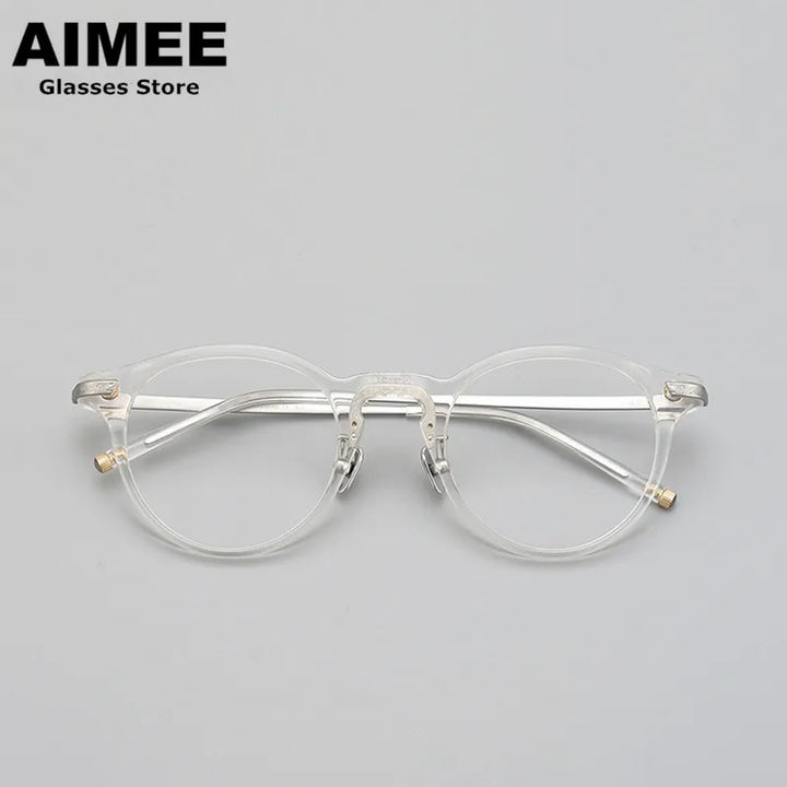 Aimee Unisex Full Rim Round Titanium Acetate Eyeglasses 84994