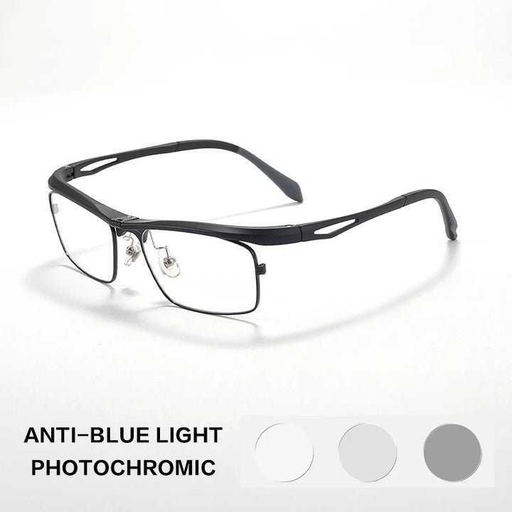 Gatenac Unisex Full Rim Flip Up Square Photochromic Alloy Reading Glasses 679001