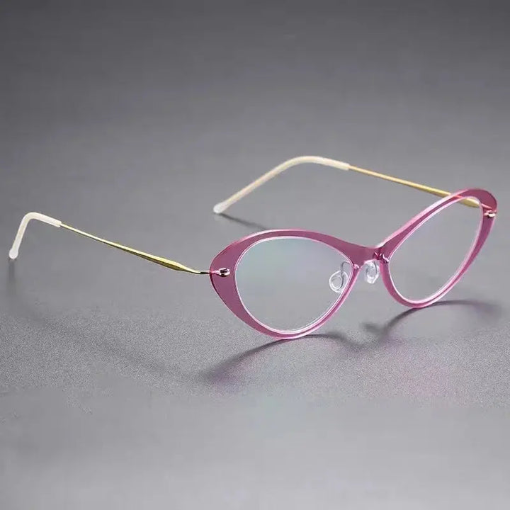 Aimee Full Rim 655000 Women’s Hybrid Titanium &amp; Acetate Oval Frames FuzWeb