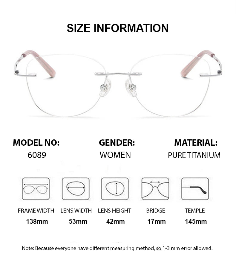 Summer Flower Women's Rimless Cat Eye Titanium Eyeglasses 86089 Rimless Summer Flower