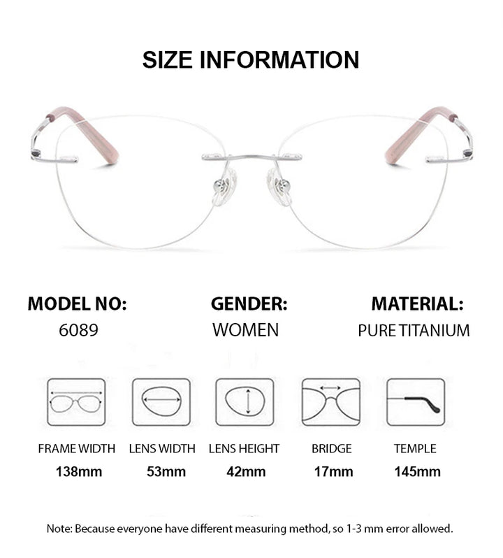 Summer Flower Women's Rimless Cat Eye Titanium Eyeglasses 86089 Rimless Summer Flower