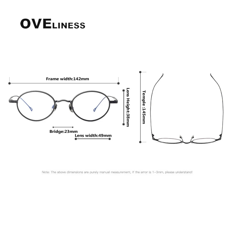 Oveliness Unisex Full Rim Oval Titanium Eyeglasses Clip On Sunglasses 42610 With Clip Ons Oveliness