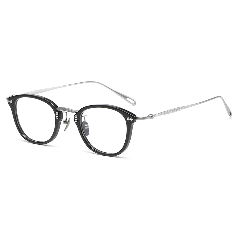 Gatenac Unisex Full Rim Square Titanium Acetate Eyeglasses Gxyj1091 Full Rim Gatenac Black  