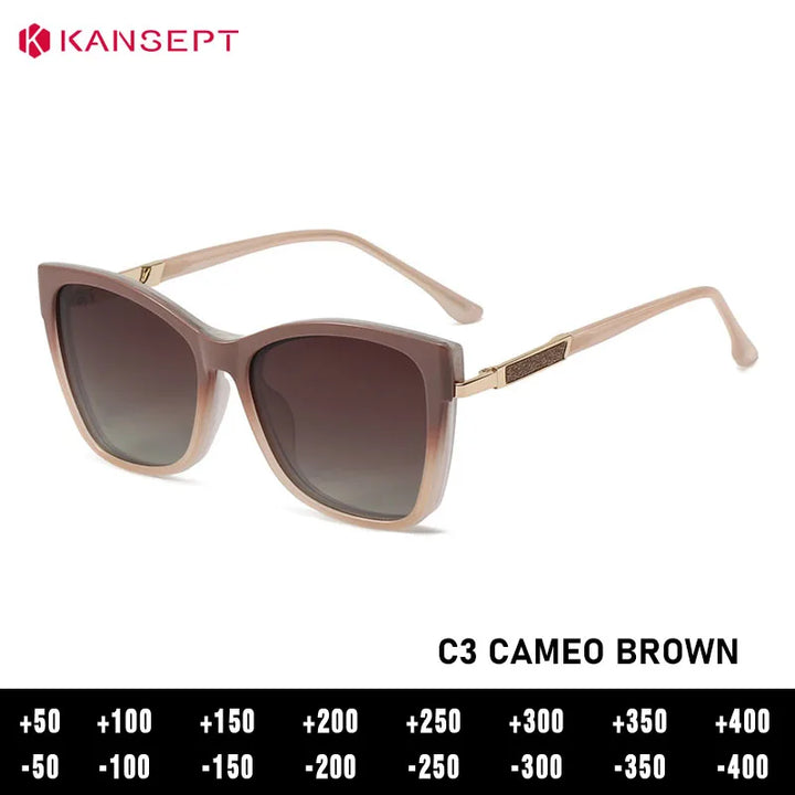 Kansept Women's Full Rim Square Tr 90 Alloy Eyeglasses Clip On Sunglasses 786003