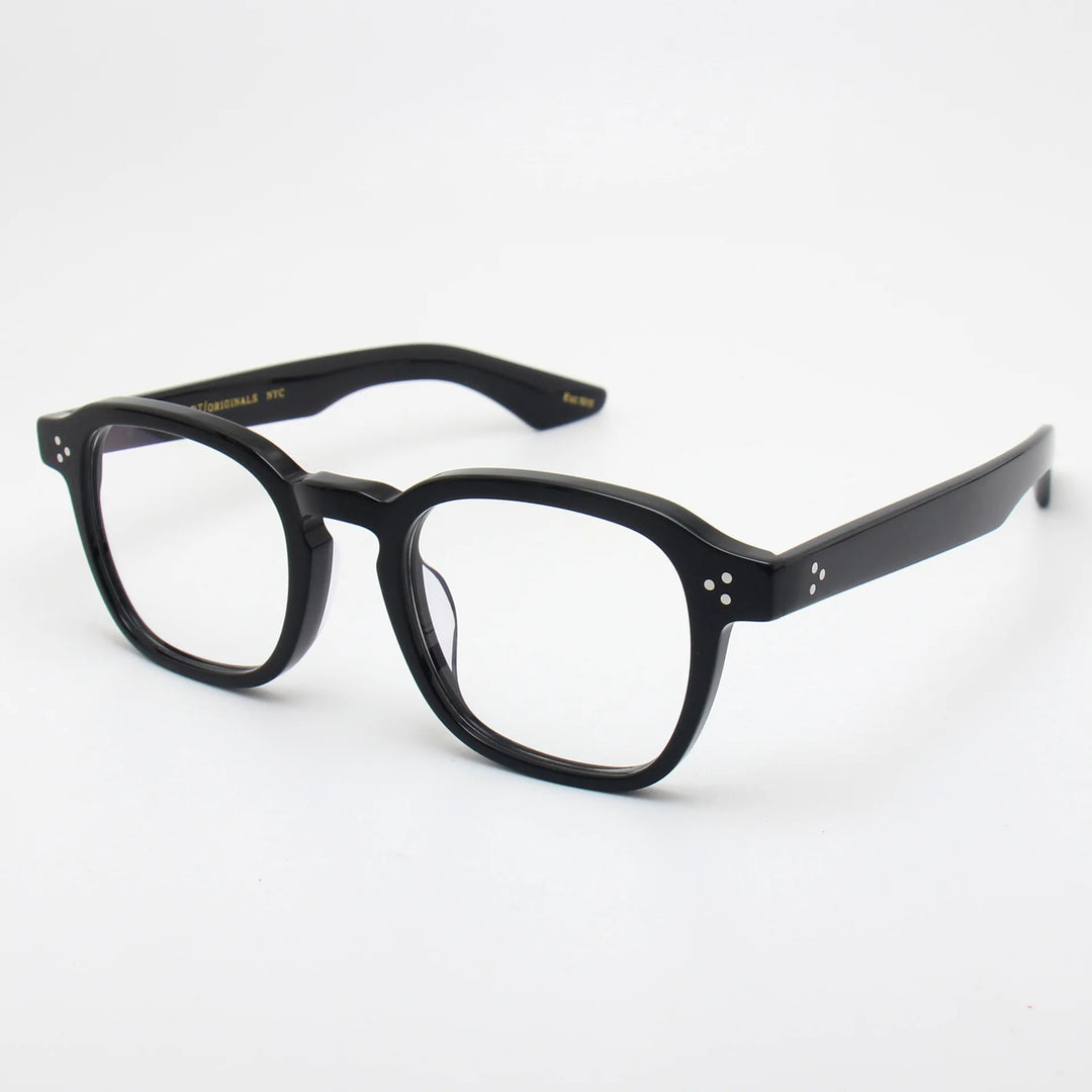 Black Mask Unisex Full Rim Square Thick Acetate Temple Eyeglasses 91147