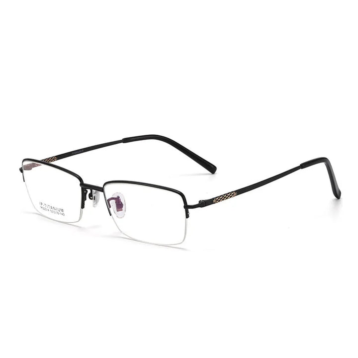 Brightzone Unisex Semi Rim Oval Square Titanium Eyeglasses 81200 Semi Rim Brightzone Black