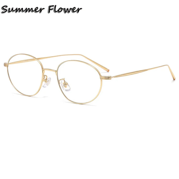 Summer Flower Women's Full Rim Oval Titanium Eyeglasses 85797 Full Rim Summer Flower Gold