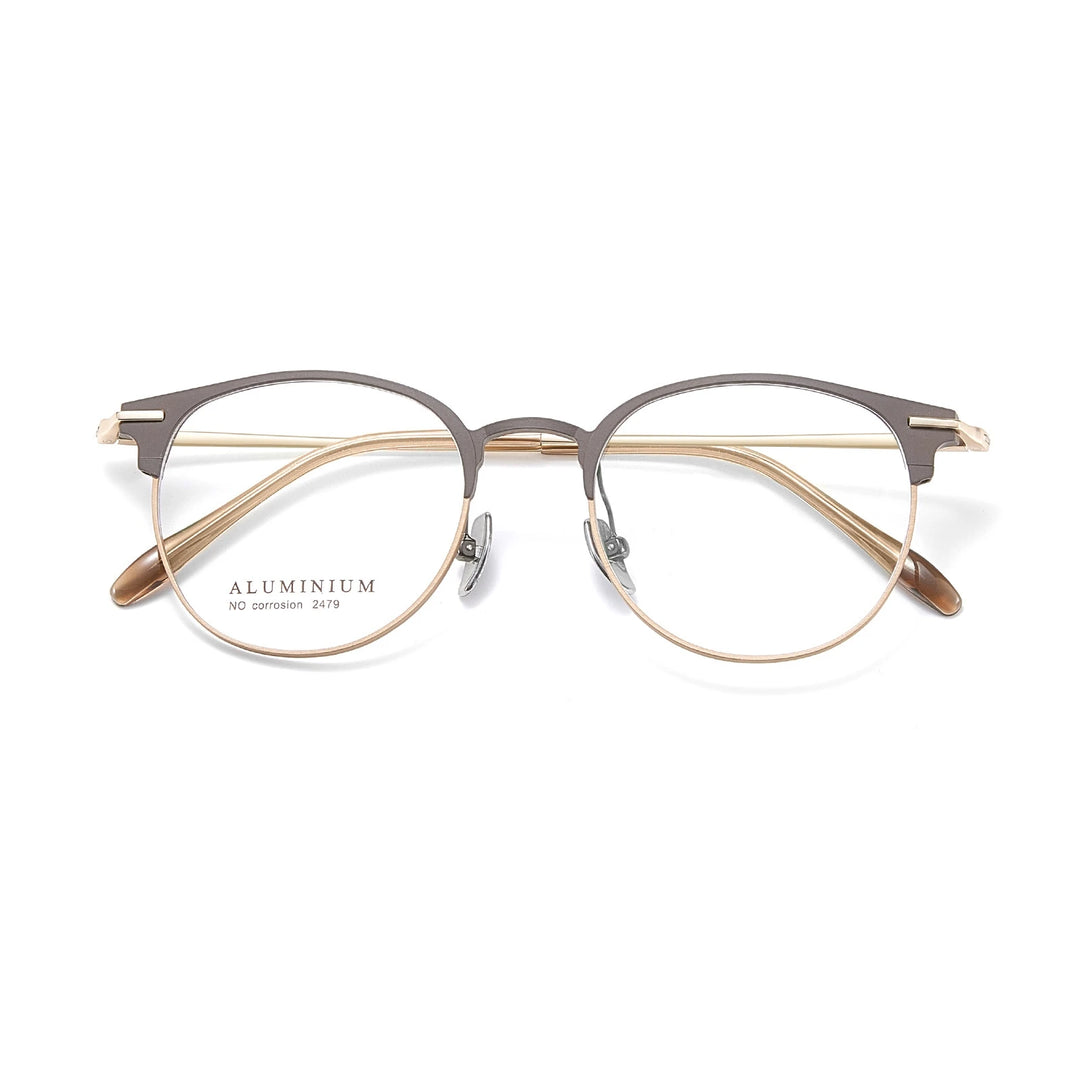 Yimaruili Unisex Full Rim Round Aluminum-Magnesium Eyeglasses 662479