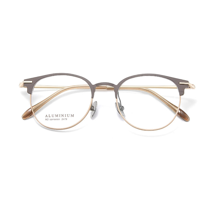 Yimaruili Unisex Full Rim Round Aluminum-Magnesium Eyeglasses 662479