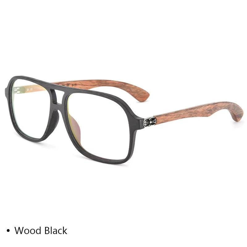 Hdcrafter Unisex Full Rim Double Bridge Square Wood Frames 458000 — view 5 | Hdcrafter Eyeglasses at FuzWeb