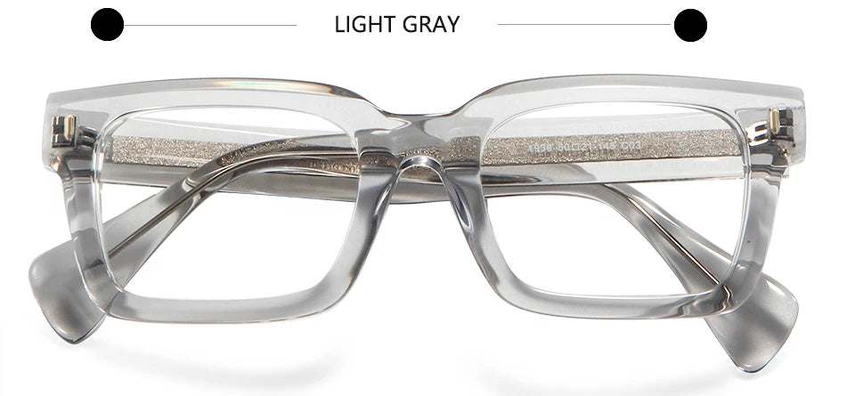 Esnbie Women's Full Rim Square Thick Acetate Eyeglasses 941936 Full Rim Esnbie Light Gray