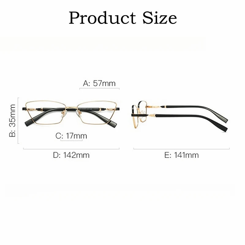 Yimaruili Women's Full Rim Square Cat Eye Alloy Eyeglasses  Y3012 Full Rim Yimaruili Eyeglasses   