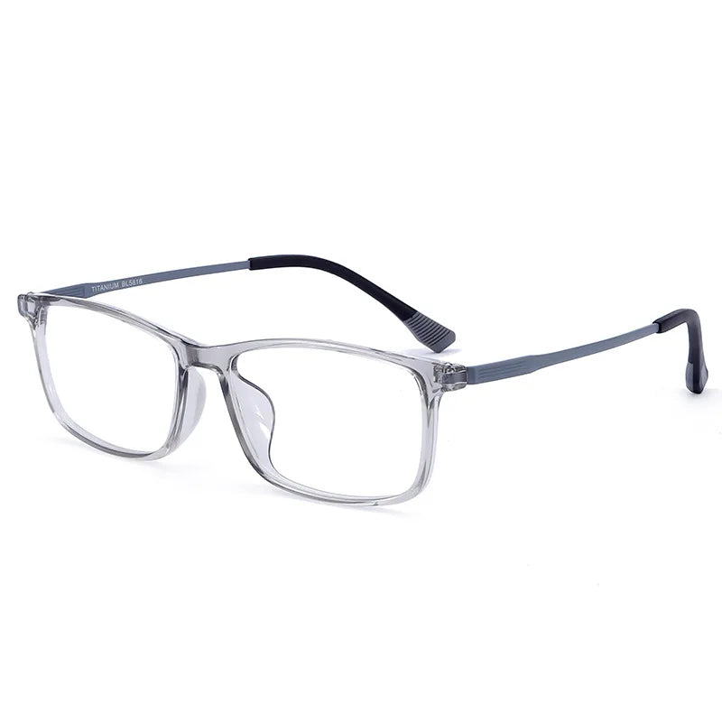 KatKani Men's Full Rim Square Tr 90 Titanium Eyeglasses 5816 Full Rim KatKani Eyeglasses Transparent Gray  