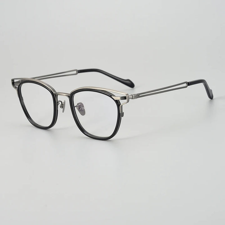 Aimee Unisex Full Rim Square Titanium Acetate Eyeglasses 190060 Full Rim Aimee Black-Gun  