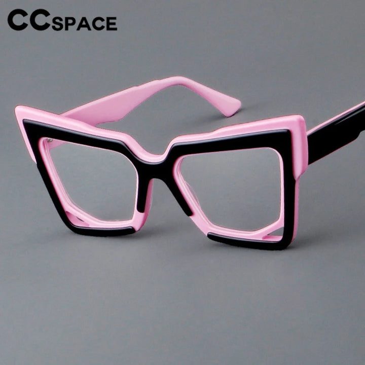 CCspace Unisex Full Rim Square Cat Eye Acetate Eyeglasses 301622 Full Rim CCspace   