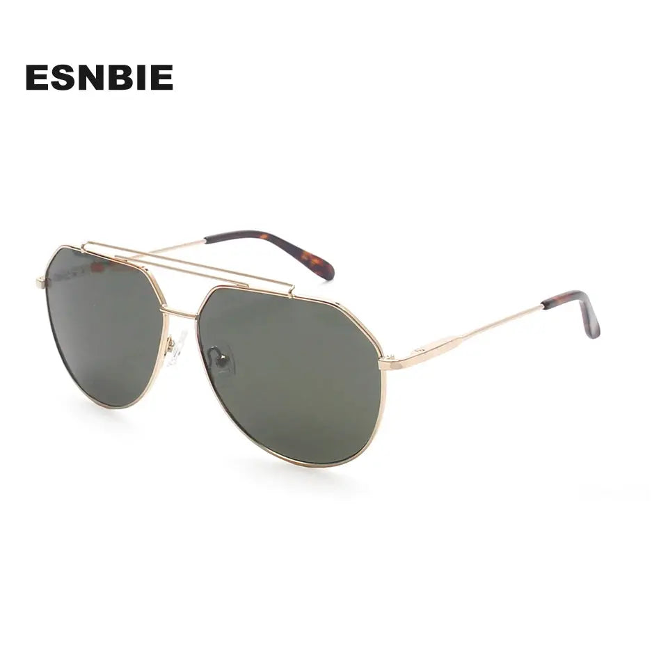 Esnbie 251121 Women's Full Rim Oval Double Bridge Alloy Sunglasses FuzWeb