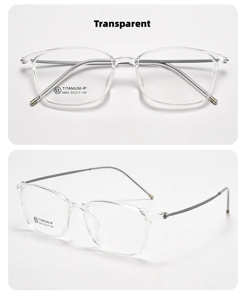KatKani Women's Full Rim Square Tr 90 Titanium Eyeglasses 6805 Full Rim KatKani Eyeglasses Transparent  
