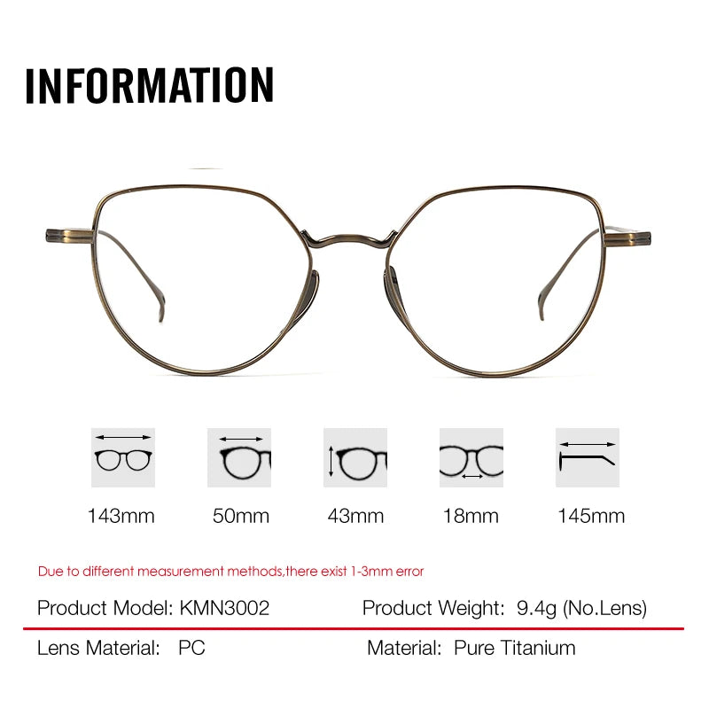 Aror Unisex Full Rim Flat Top Oval Cat Eye Titanium Eyeglasses 30027